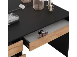 Vicco Schminktisch Sherry Anthrazit/Goldkraft Eiche 120 x 75 cm mit Spiegel & LED-Beleuchtung