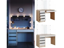 Vicco Schminktisch Sherry Weiß/Sonoma/Sonoma 120 cm mit LED Beleuchtung