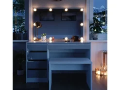 Vicco Schminktisch Sherry Weiß 55 cm mit LED Beleuchtung und Bank