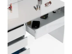 Vicco Schminktisch Sherry Weiß 55 cm mit LED Beleuchtung und Bank