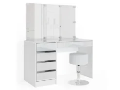 Vicco Schminktisch Sherry Weiß 55 cm mit LED Beleuchtung und Hocker