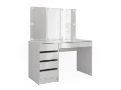 Vicco Schminktisch Sherry Weiß/Gold/Gold 120 cm mit LED Beleuchtung