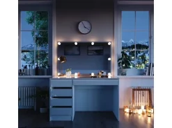 Vicco Schminktisch Sherry Weiß/Gold/Gold 120 cm mit LED Beleuchtung