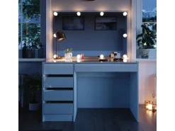 Vicco Schminktisch Sherry Weiß/Gold/Gold 120 cm mit LED Beleuchtung