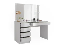 Vicco Schminktisch Sherry Weiß/Gold/Gold 120 cm mit LED Beleuchtung