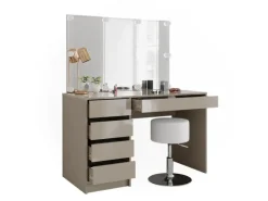 Vicco Schminktisch Sherry Greige 120 cm mit LED Beleuchtung und Hocker