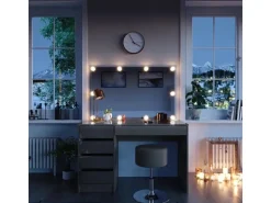 Vicco Schminktisch Sherry Grau 120 cm mit LED Beleuchtung und Hocker