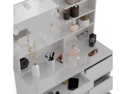 Vicco Schminktisch Sherry Weiß 40 cm mit LED Beleuchtung und Spiegelregal