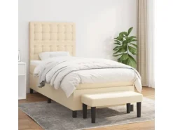 vidaXL Boxspringbett mit Matratze Creme 100x200 cm Stoff1393002