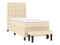 vidaXL Boxspringbett mit Matratze Creme 100x200 cm Stoff1393002