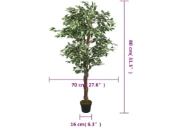 vidaXL Ficusbaum Künstlich 378 Blätter 80 cm Grün