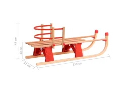 vidaXL Klappschlitten mit Rückenlehne 119 cm Holz