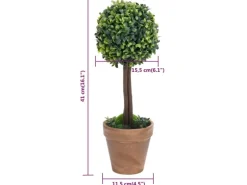 vidaXL Künstliche Buchsbäume 2 Stk mit Topf Kugelform Grün 41 cm