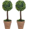 vidaXL Künstliche Buchsbäume 2 Stk mit Topf Kugelform Grün 56 cm