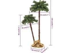 vidaXL Künstliche Doppel-Palme mit LEDs 90 cm   150 cm