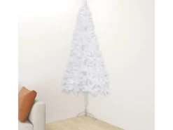 vidaXL Künstlicher Eck-Weihnachtsbaum Weiß 240 cm PVC