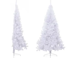 vidaXL Künstlicher Halber Weihnachtsbaum mit Ständer Weiß 240 cm PVC