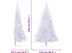 vidaXL Künstlicher Halber Weihnachtsbaum mit Ständer Weiß 240 cm PVC