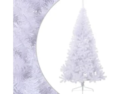 vidaXL Künstlicher Halber Weihnachtsbaum mit Ständer Weiß 240 cm PVC