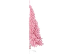 vidaXL Künstlicher Halb-Weihnachtsbaum mit Ständer Rosa 180 cm PVC