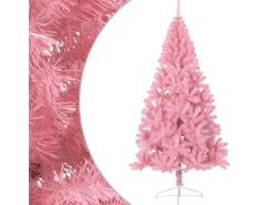 vidaXL Künstlicher Halb-Weihnachtsbaum mit Ständer Rosa 180 cm PVC