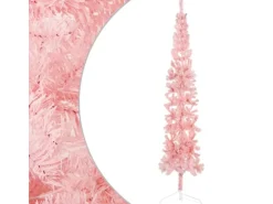 vidaXL Künstlicher Halb-Weihnachtsbaum mit Ständer Schlank Rosa 240 cm