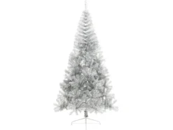 vidaXL Künstlicher Halb-Weihnachtsbaum mit Ständer Silbern 240 cm PVC