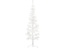 vidaXL Künstlicher Halb-Weihnachtsbaum mit Ständer Schlank Weiß 120 cm