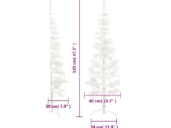 vidaXL Künstlicher Halb-Weihnachtsbaum mit Ständer Schlank Weiß 120 cm