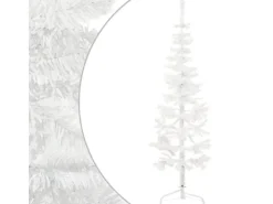 vidaXL Künstlicher Halb-Weihnachtsbaum mit Ständer Schlank Weiß 120 cm