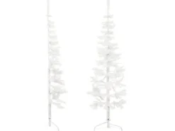 vidaXL Künstlicher Halb-Weihnachtsbaum mit Ständer Schlank Weiß 120 cm