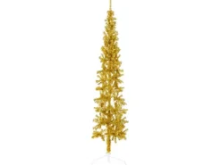 vidaXL Künstlicher Halb-Weihnachtsbaum mit Ständer Schlank Gold 210 cm