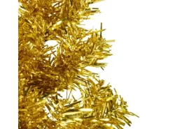 vidaXL Künstlicher Halb-Weihnachtsbaum mit Ständer Schlank Gold 210 cm