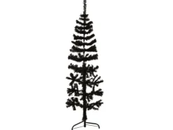 vidaXL Künstlicher Halb-Weihnachtsbaum Ständer Schlank Schwarz 120 cm
