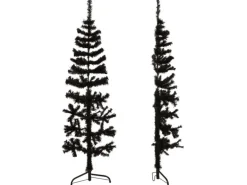 vidaXL Künstlicher Halb-Weihnachtsbaum Ständer Schlank Schwarz 120 cm