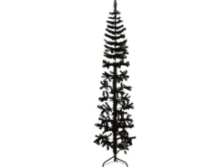 vidaXL Künstlicher Halb-Weihnachtsbaum Ständer Schlank Schwarz 180 cm