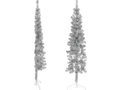 vidaXL Künstlicher Halb-Weihnachtsbaum Ständer Schlank Silbern 180 cm
