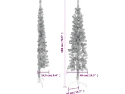 vidaXL Künstlicher Halb-Weihnachtsbaum Ständer Schlank Silbern 180 cm