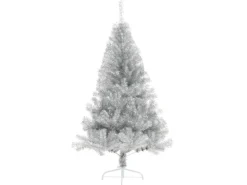 vidaXL Künstlicher Halb-Weihnachtsbaum mit Ständer Silbern 180 cm PVC