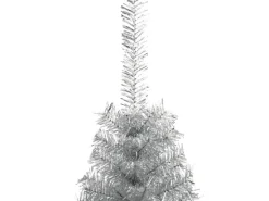 vidaXL Künstlicher Halb-Weihnachtsbaum mit Ständer Silbern 180 cm PVC