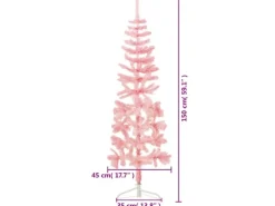 vidaXL Künstlicher Halb-Weihnachtsbaum mit Ständer Schlank Rosa 150 cm
