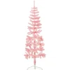 vidaXL Künstlicher Halb-Weihnachtsbaum mit Ständer Schlank Rosa 180 cm