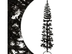 vidaXL Künstlicher Halb-Weihnachtsbaum Ständer Schlank Schwarz 210 cm