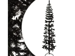 vidaXL Künstlicher Halb-Weihnachtsbaum Ständer Schlank Schwarz 240 cm
