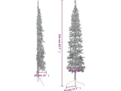 vidaXL Künstlicher Halb-Weihnachtsbaum Ständer Schlank Silbern 210 cm