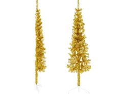vidaXL Künstlicher Halb-Weihnachtsbaum mit Ständer Schlank Gold 120 cm