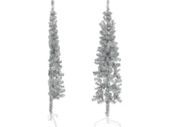 vidaXL Künstlicher Halb-Weihnachtsbaum Ständer Schlank Silbern 120 cm