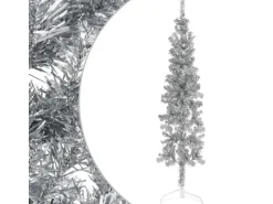 vidaXL Künstlicher Halb-Weihnachtsbaum Ständer Schlank Silbern 120 cm