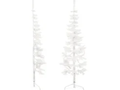 vidaXL Künstlicher Halb-Weihnachtsbaum mit Ständer Schlank Weiß 150 cm