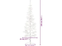 vidaXL Künstlicher Halb-Weihnachtsbaum mit Ständer Schlank Weiß 150 cm